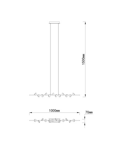 LED pendant lamp 36W linear 3000K 2150Lm organic design matte white finish