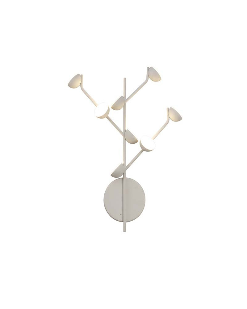 24W LED wall light, branched design, 3000K, 1600Lm, matte white finish