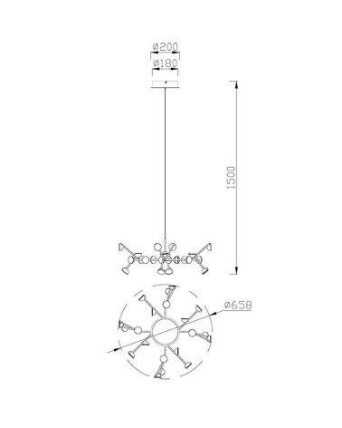 Lámpara de techo Ø66cm LED 72W REGULABLE diseño ramificado 3000K 4450Lm acabado blanco mate