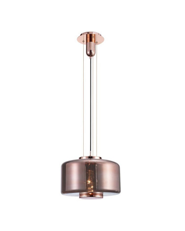 Lámpara de techo Ø40x32cm estilo industrial elegante 1xE27 máx.20W con cristal chato translucido acabado cobre