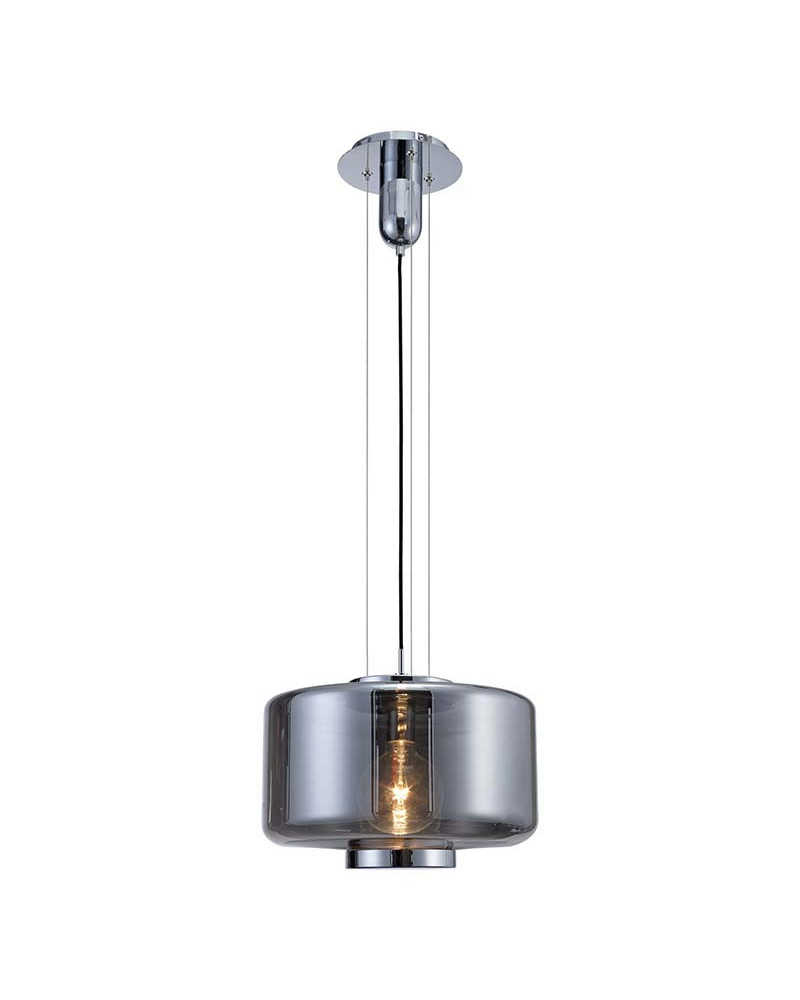Lámpara de techo Ø40x32cm estilo industrial elegante 1xE27 máx.20W con cristal chato translucido acabado grafito