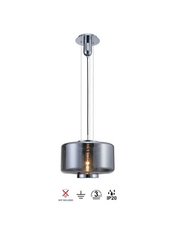 Lámpara de techo Ø40x32cm estilo industrial elegante 1xE27 máx.20W con cristal chato translucido acabado grafito