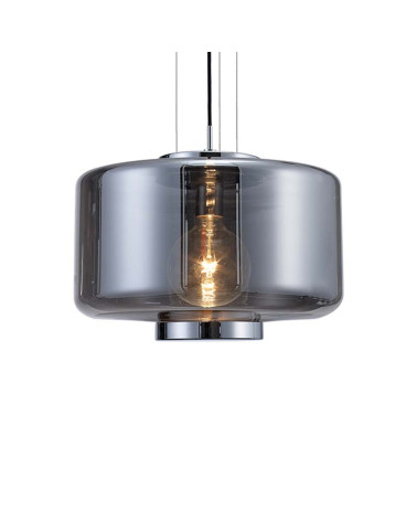 Lámpara de techo Ø40x32cm estilo industrial elegante 1xE27 máx.20W con cristal chato translucido acabado grafito