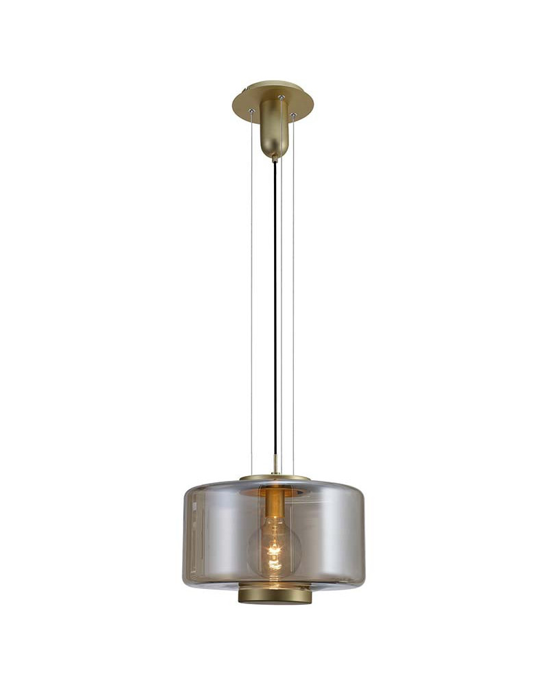 Lámpara de techo Ø40x32cm estilo industrial elegante 1xE27 máx.20W con cristal chato translucido acabado bronce