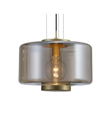 Lámpara de techo Ø40x32cm estilo industrial elegante 1xE27 máx.20W con cristal chato translucido acabado bronce