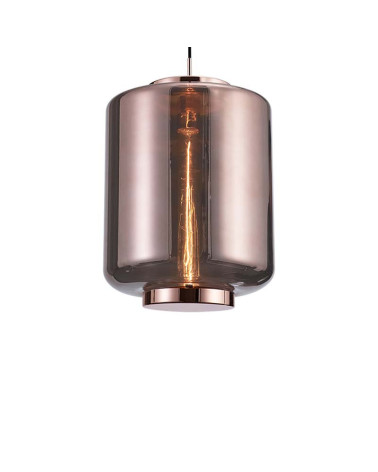 Lámpara de techo Ø30x39cm estilo industrial elegante 1xE27 máx.20W con cristal tubular translucido acabado cobre