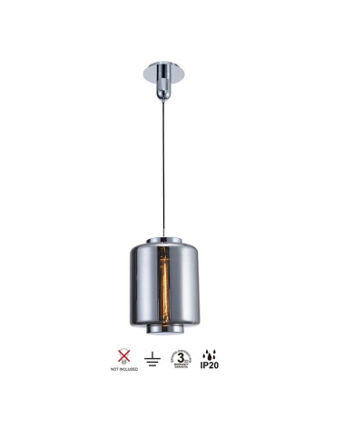 Lámpara de techo Ø30x39cm estilo industrial elegante 1xE27 máx.20W con cristal tubular translucido acabado grafito