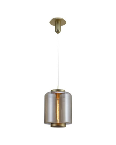 Lámpara de techo Ø30x39cm estilo industrial elegante 1xE27 máx.20W con cristal tubular translucido acabado bronce