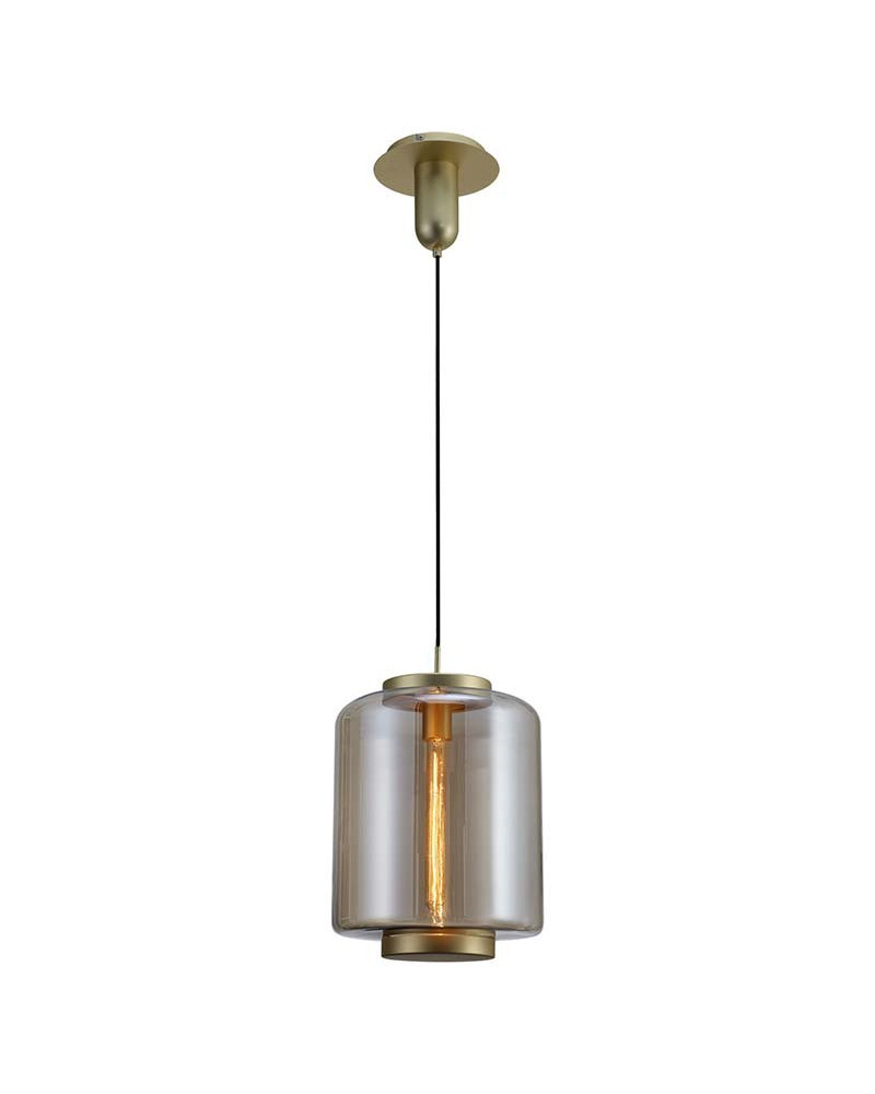 Lámpara de techo Ø30x39cm estilo industrial elegante 1xE27 máx.20W con cristal tubular translucido acabado bronce