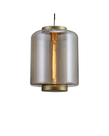 Lámpara de techo Ø30x39cm estilo industrial elegante 1xE27 máx.20W con cristal tubular translucido acabado bronce