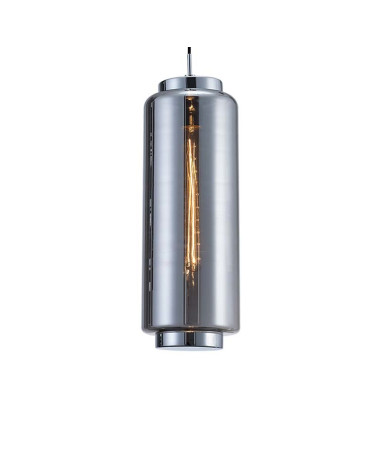 Lámpara de techo Ø18x54cm estilo retro-vintage 1xE27 máx.20W con cristal alargado translucido acabado grafito