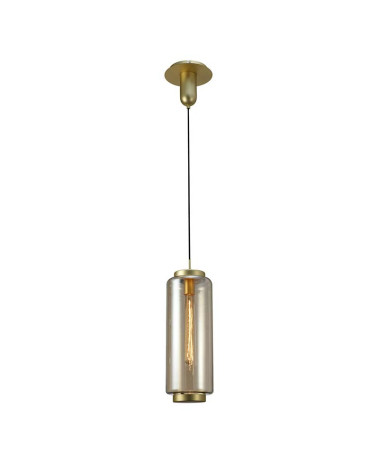 Lámpara de techo Ø18x54cm estilo retro-vintage 1xE27 máx.20W con cristal alargado translucido acabado bronce