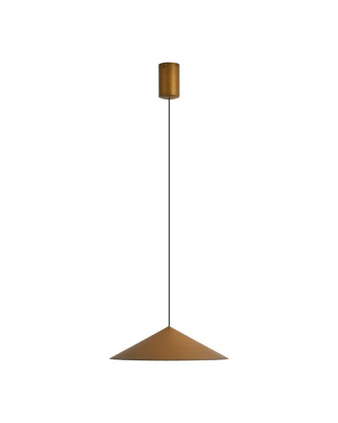 Lámpara colgante LED 10W 3000K TRIAC plato en forma de cono y acabado cuero