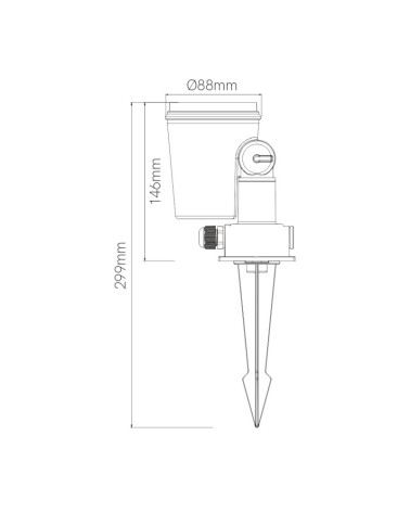 Piqueta con foco orientable negro para lampara PAR38 con cable y enchufe