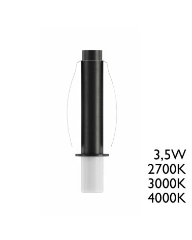 Mini downlight tubo 3,5W de Ø 22mm 2700K 3000K 4000K negro 125Lm