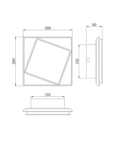 Aplique o plafón 28cm cuadrado LED 18W 3000K acabado blanco o negro