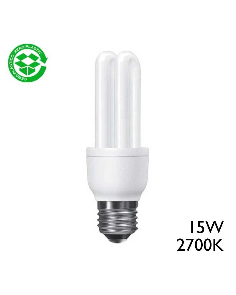 Bombilla bajo consumo mini 15W 3U E14 2700K
