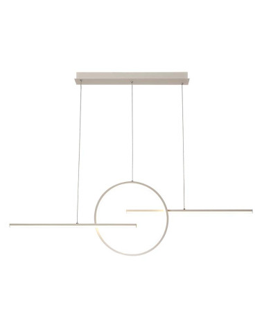 Lámpara Colgante Lineal 124cm LED 50W con Aro y Doble Eje 3000K 4000Lm acabados blanco y negro