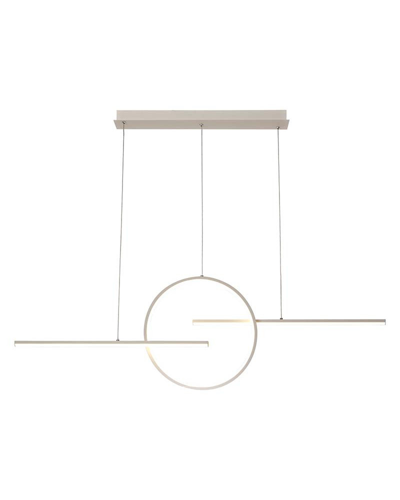 Linear Pendant Lamp 124cm LED 50W with Ring and Double Axis 3000K 4000Lm white and black finishes
