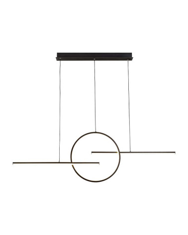Linear Pendant Lamp 124cm LED 50W with Ring and Double Axis 3000K 4000Lm white and black finishes
