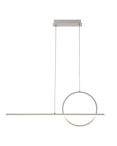 Linear Pendant Lamp 80cm LED 30W with Ring and Single Axis 3000K 2400Lm white and black finishes