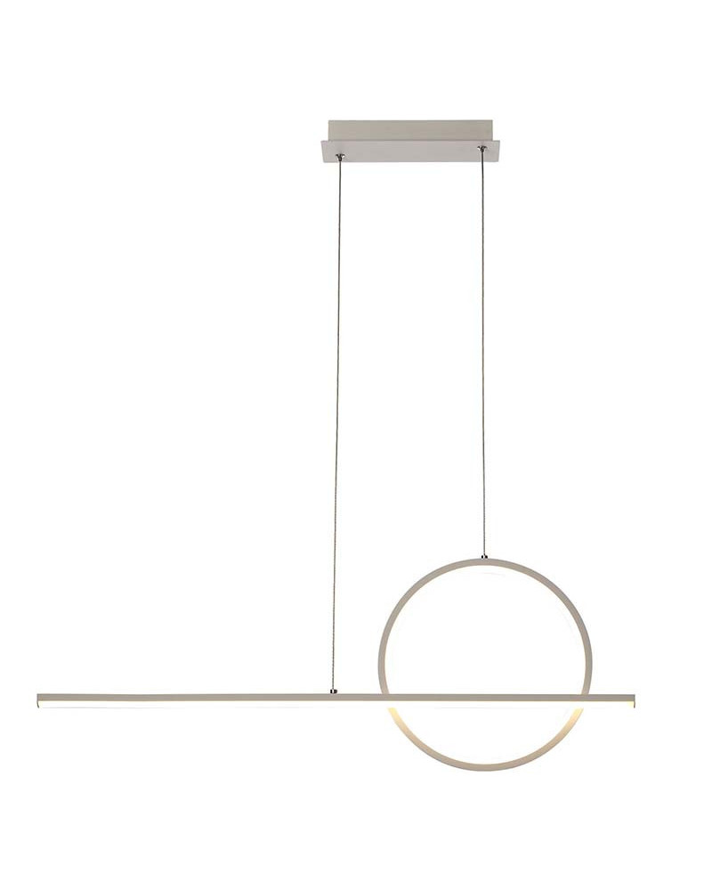 Linear Pendant Lamp 80cm LED 30W with Ring and Single Axis 3000K 2400Lm white and black finishes