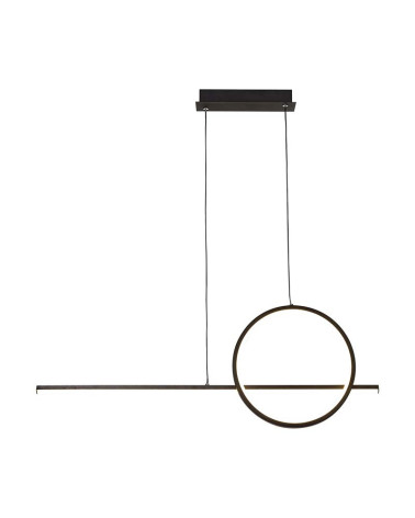 Lámpara Colgante Lineal 80cm LED 30W con Aro y Eje Único 3000K 2400Lm acabados blanco y negro