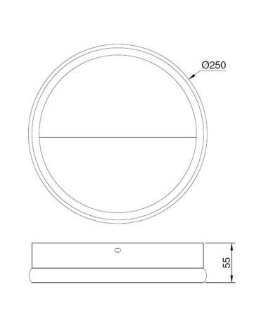 Large 8W LED wall light (Ø25cm) with minimalist ring, 3000K, 640Lm, white or black finish
