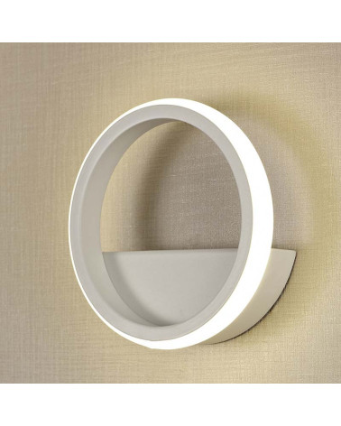 Large 8W LED wall light (Ø25cm) with minimalist ring, 3000K, 640Lm, white or black finish