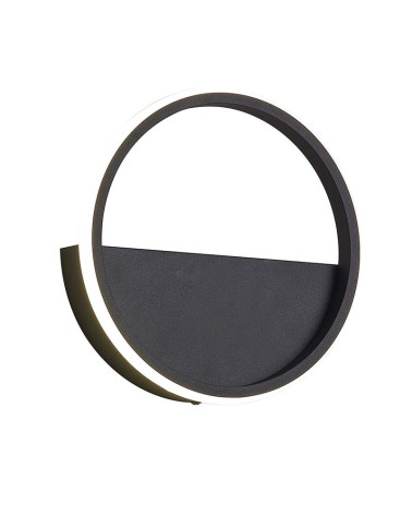 Large 8W LED wall light (Ø25cm) with minimalist ring, 3000K, 640Lm, white or black finish