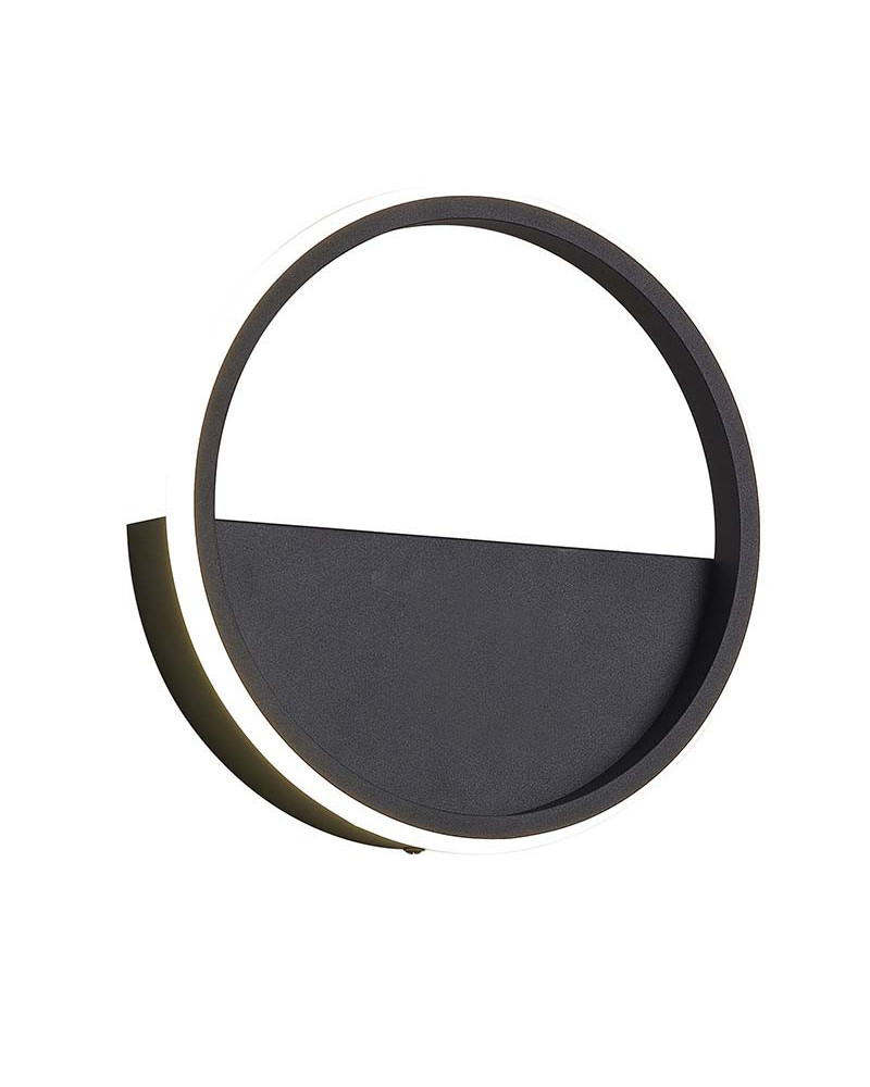 Large 8W LED wall light (Ø25cm) with minimalist ring, 3000K, 640Lm, white or black finish
