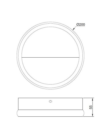 Medium size 8W LED wall light (Ø20cm) with minimalist ring 3000K 640Lm white or black finish