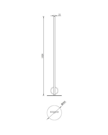 Lámpara de pie LED 24W de diseño lineal vertical de 152cm, 3000K y 900Lm en color blanco o negro