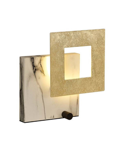 Lámpara de sobremesa geométrica LED 18W 3000K acabado oro y mármol blanco o negro