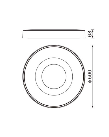 Circular ceiling light Ø50cm LED smart 80W dimmable CCT 2700K-4000K-5000K in white, black or gold