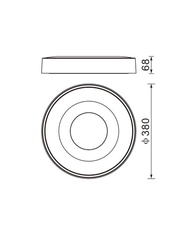 Circular ceiling light Ø38cm LED smart 56W dimmable CCT 2700K-4000K-5000K in white, black or gold
