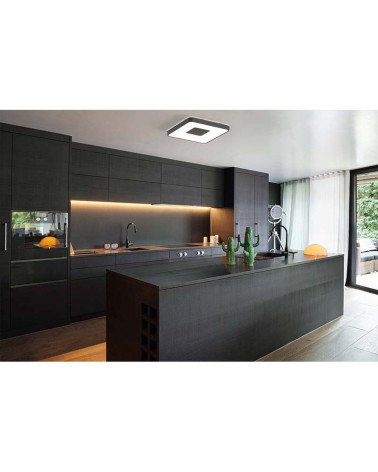 Plafón cuadrado 54cm LED inteligente 100W regulable CCT 2700K-4000K-5000K en color blanco, negro o dorado