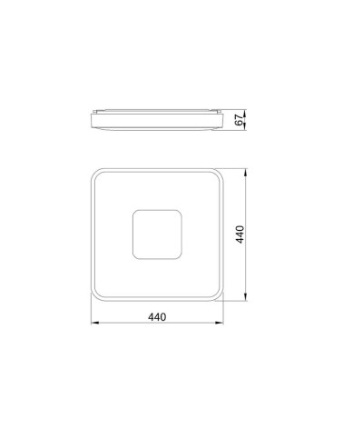 Square ceiling light 44cm LED smart 80W dimmable CCT 2700K-4000K-5000K in white, black or gold