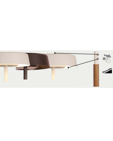 Floor lamp with dual LED emission 15+15W Japandi style in white, black and wood 3000K dimmable