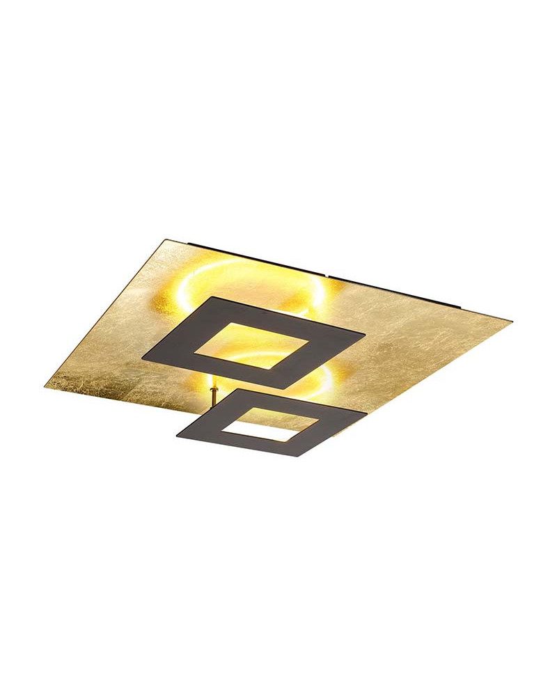 Plafón de techo dorado 50x50cm LED 48W 3000K con cuadrados flotantes en color blanco, negro o corten