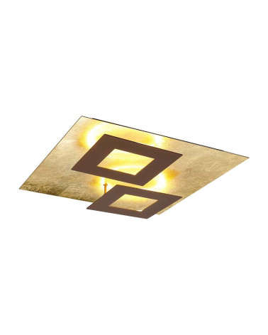 Gold ceiling light 50x50cm LED 48W 3000K with floating squares in white, black or corten