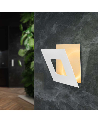Gold wall light 14x14cm LED 12W with customizable geometry panel 3000K, available in white, black and corten finishes
