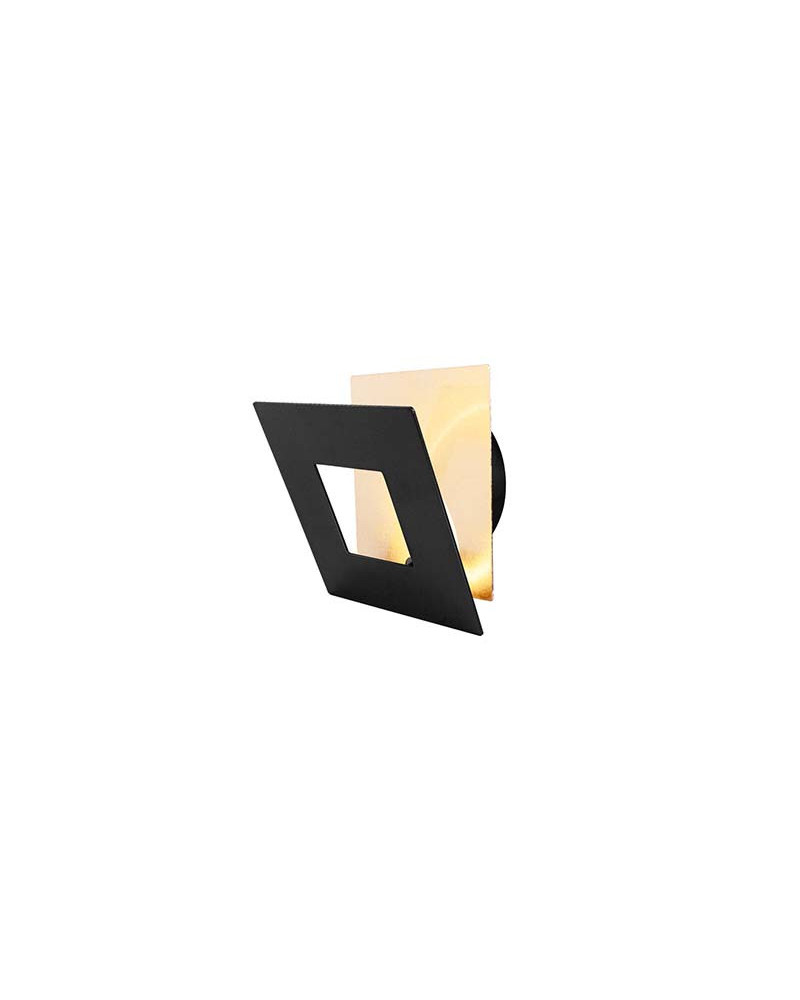 Gold wall light 14x14cm LED 12W with customizable geometry panel 3000K, available in white, black and corten finishes