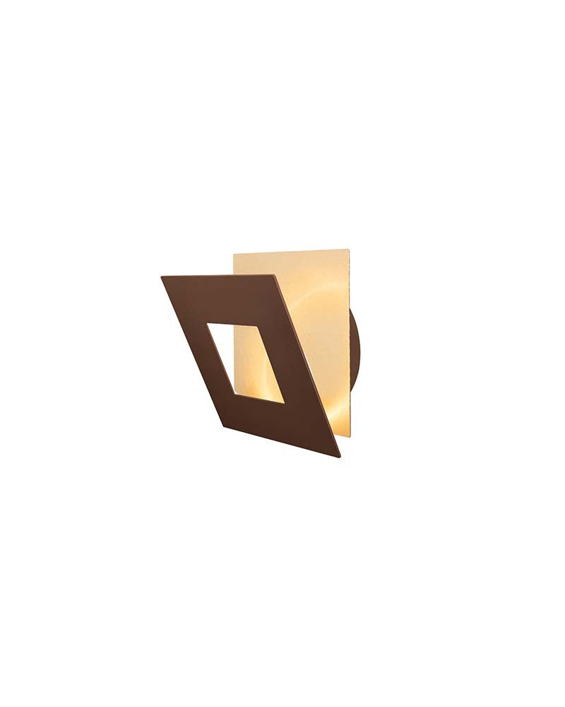 Gold wall light 14x14cm LED 12W with customizable geometry panel 3000K, available in white, black and corten finishes