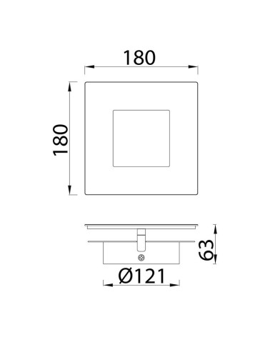 Gold wall light 18x18cm LED 18W with customizable geometry panel 3000K, available in white, black and corten finishes