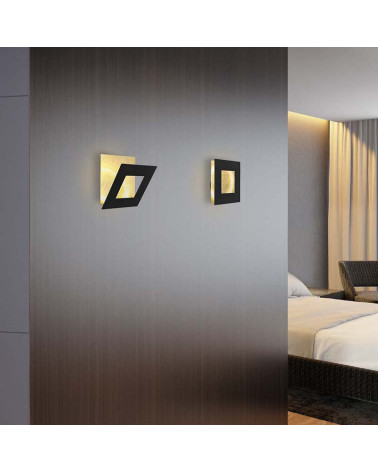 Aplique dorado 18x18cm LED 18W con panel de geometría personalizable 3000K acabados blanco, negro y corten