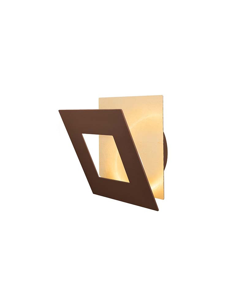 Gold wall light 18x18cm LED 18W with customizable geometry panel 3000K, available in white, black and corten finishes