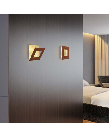 Gold wall light 18x18cm LED 18W with customizable geometry panel 3000K, available in white, black and corten finishes