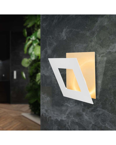Gold wall light 22x22cm LED 24W with customizable geometry panel 3000K, available in white, black and corten finishes