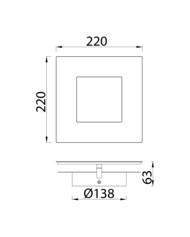 Gold wall light 22x22cm LED 24W with customizable geometry panel 3000K, available in white, black and corten finishes